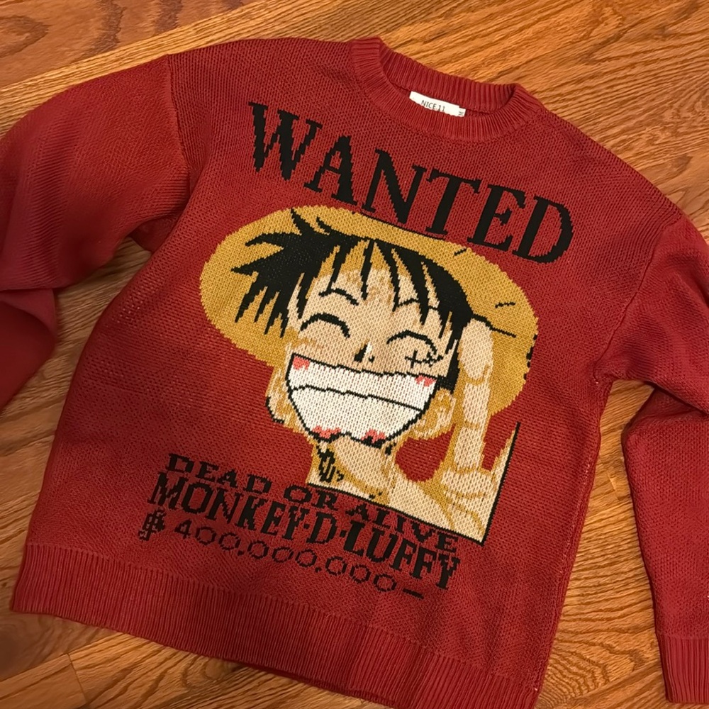 One Piece Monkey D. Luffy Sweater Size M Oversized Fit
